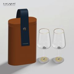 ชุดของขวัญแก้วไวน์และกระเป๋า Lumiere Toast Bag - Caramel Brown