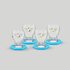 ชุดแก้วน้ำและที่รองแก้ว Neko Fortune Drinking Set 300 ml - Blue