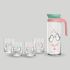 ชุดเหยือกน้ำและแก้ว Penguin Passion Family Set - Pink