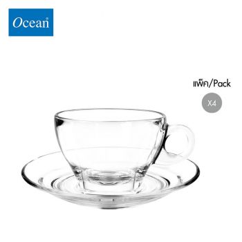 แก้วกาแฟ จานรองแก้ว Glass coffee cup saucer CAFFE LATTE 260 ml & Caffe Saucer 5 3/4" จากโอเชียนกลาส Ocean glass  แก้วกาแฟดีไซน์สวย