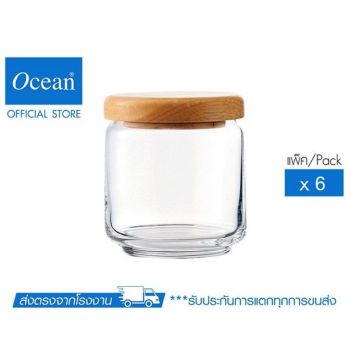 OCEAN ขวดโหล POP JAR,500 ml (Wooden Lid) (Pack of 6)