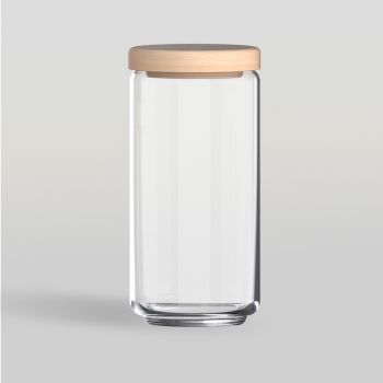 ขวดโหล Storage jar POP JAR1000 ml (Wooden Lid) จากโอเชียนกลาส Ocean glass ขวดโหลดีไซน์สวย