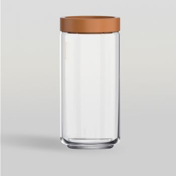 ขวดโหล Storage jar STAX JAR 1000 ml (BROWN) จากโอเชียนกลาส Ocean glass ขวดโหลดีไซน์สวย